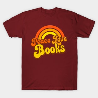 Peace Love Books - Retro Rainbow T-Shirt